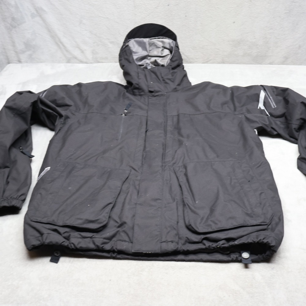 Burton Jacket Men Large Black Insulated Hooded Utility Full Zip Winter Snow VTG
